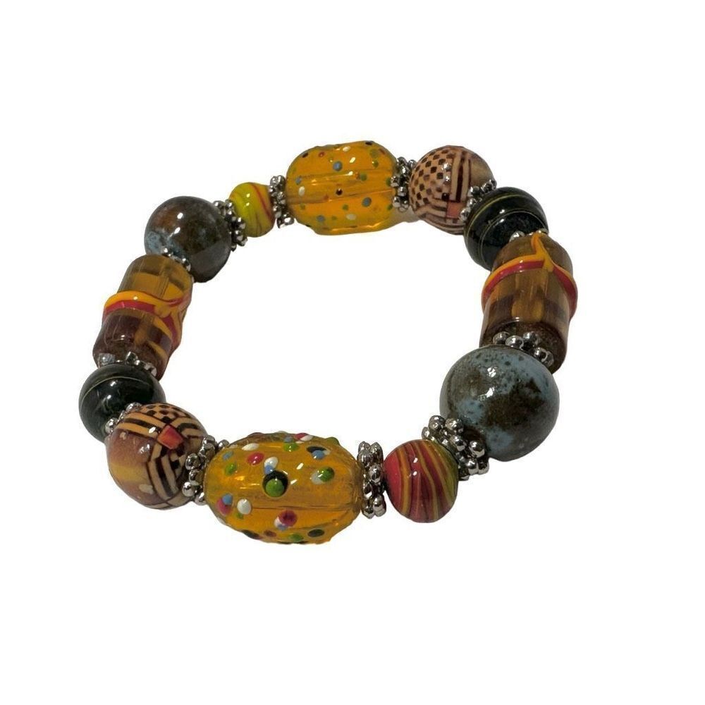 Yellow and green beadedβstretchy bracelet